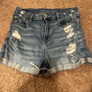 American Eagle Outfitters Blue High-Waisted Jean Shorts